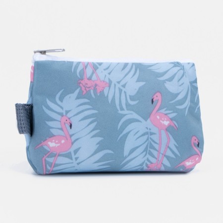 Cosmetic bag on a lace, with a wallet, the color of a gray-blue-3