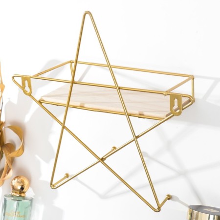Hooks decorative metal with a shelf "Golden Star" 28x9x28 cm-3