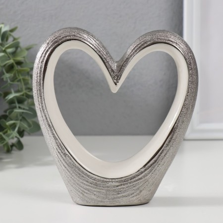 Souvenir ceramics "heart" silver-white 15x14x3.5 cm