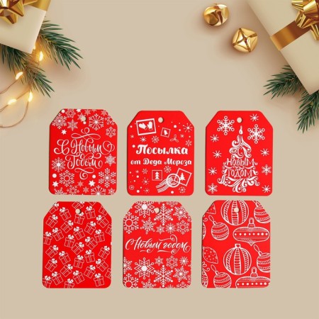 Schildik for a gift "Parcel from Santa Claus", set 6 pieces, 16 x 24 cm, new year