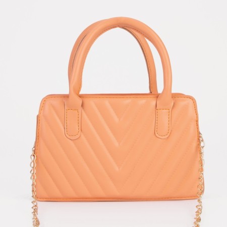 Bag Female Tout with zipper, long belt, orange color