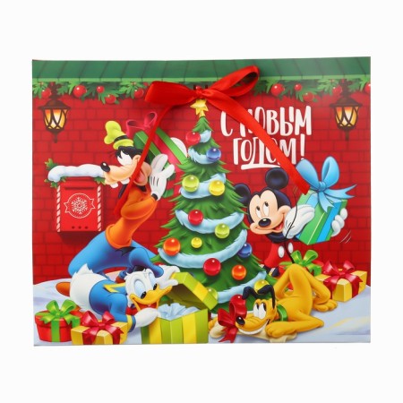 New Year. Gift box, folding, "Happy New Year", 27x23x15 cm, Mickey Mouse-2