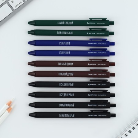 Handle joke Ball blue paste automatic 0.7 mm mix of inscriptions "The strongest"-4