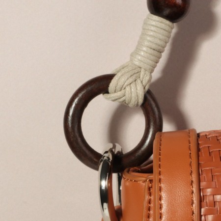 Handles for a bag, 2 pcs, waxed cord/tree, 48 × 2 cm, beige color-4