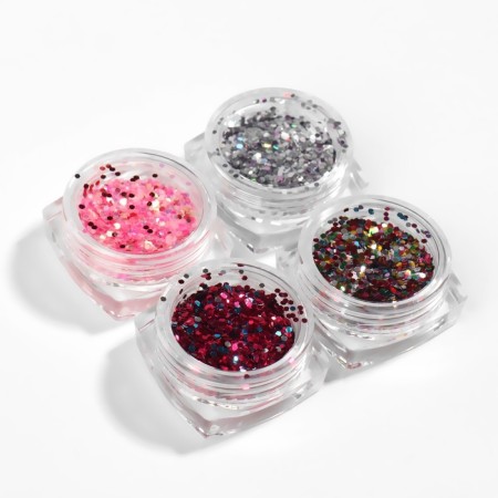 Sparkles for decor, large/small, set 4 jars, multi -colored-4