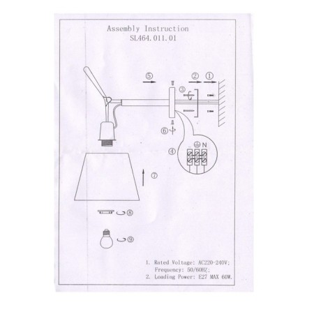 Sconces st. SL464.011.01. Reduzion. 1x40 watts, E27, 18x27.8 cm, chromium color-3