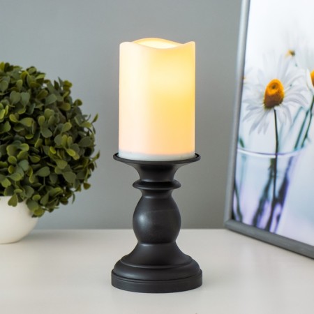 Spinker "Candle on a stand" LED from 2haa batteries Black with a golden patina 9x9x24 cm Risalux