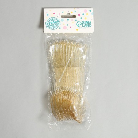 Tablespoons plastic "shine", in a set of 12 pieces, color gold-2