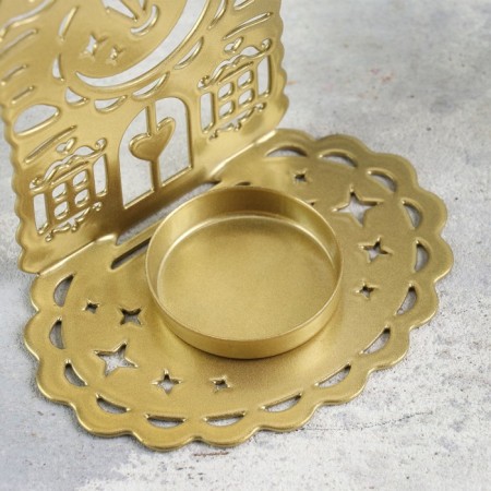 Click "House with Cup" metal per candle, 6.7x10x13.5 cm, golden-3