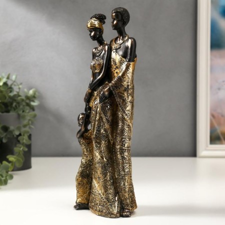 Souvenir Polystone "African Family" outfit with mirror mosaics 30.5x7.5x10.3 cm-1