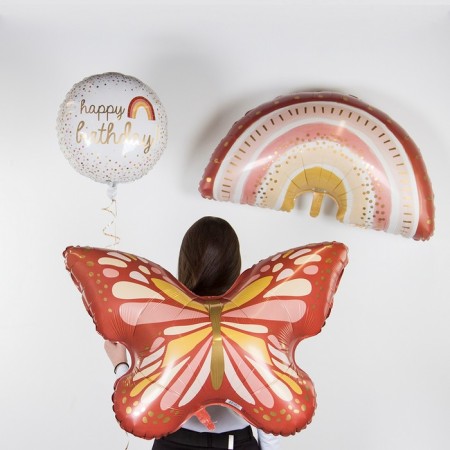 Foil ball 18 "Happy Birthday!", Rainbow Boho, Circle-1