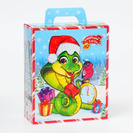 New Year. Gift box New Year's presentation "meeting time" with a game and animation 15.5 x 7 x 19 cm.-2