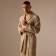 Wafel dressing gown Male SL Home: Chess "Sabbia", size S, 100% cotton, 340 g/m2