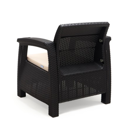 Roatan chair, with cup holders, 73x70x79 cm, mokko color, with beige pillow-3