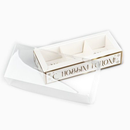 Box for 3 sweets with cells "Golden Snowflakes", 14.5 x 6 x 3 cm, New Year-4