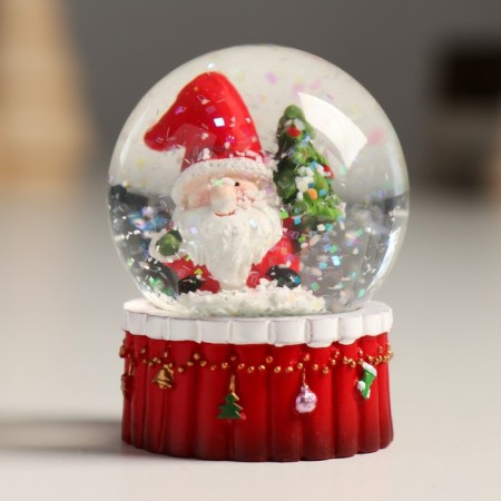 Souvenir Polystone Water Ball "Grandfather Frost with a Christmas tree" 4.5x4.5x6.5 cm-5