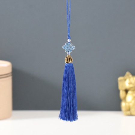 Textile suspension, plastic "Knot of happiness and infinity" bright blue 0.7x1x9.5 cm