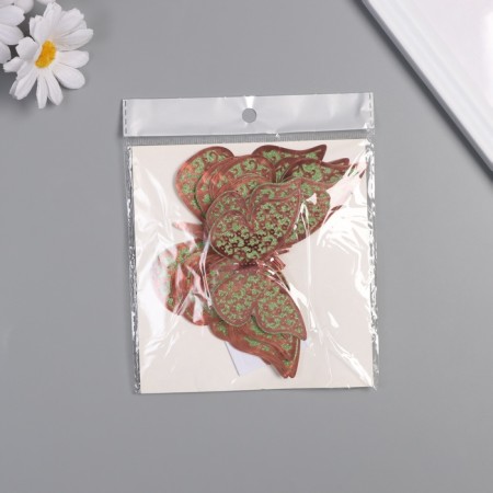 Stick paper, plastic "Flower green butterflies" sparkles set 12 pcs 12 cm, 10 cm 8 cm 1052425-2