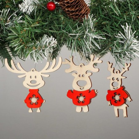 Set for creativity "Deer with different horns" (red snowflake), 5x9 cm, 7x9 cm, 9x9 cm