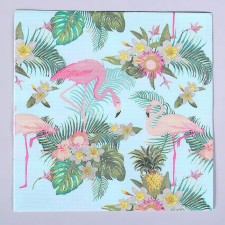 Paper napkins “Flamingo with flowers”, 33x33 cm, set 20 pcs.
