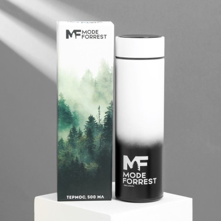 Thermos with a temperature indicator Mode Forrest, 500 ml black and white, retains heat 8-10 hours-6