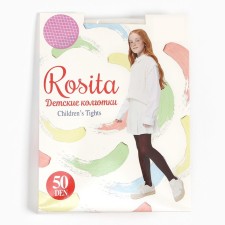 Колготки детские "Мелкие ромбики" 50 den, цвет экрю, 8-10 лет