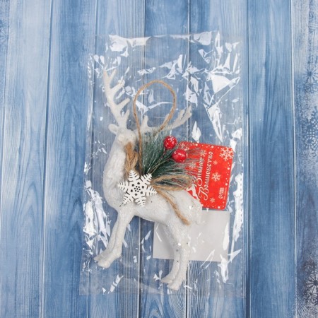 Christmas tree decoration "Deer with decor" 14x8 cm, white-3