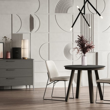 Dining table LEIF, 900 × 900 × 750 mm, gray-beige color