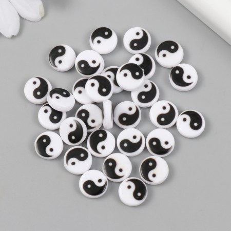 Beads for creativity Plastic "Yin-Yang" white-black set 31 pcs 0.4x1.1x1.1 cm-2