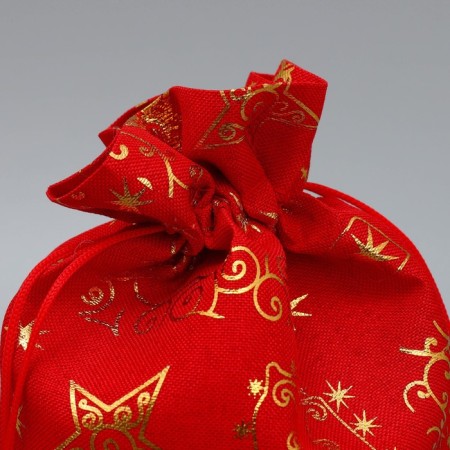 Bag gift canvas "Happy New Year", embossing, 16 x 24 cm +/- 1.5 cm, New Year-2