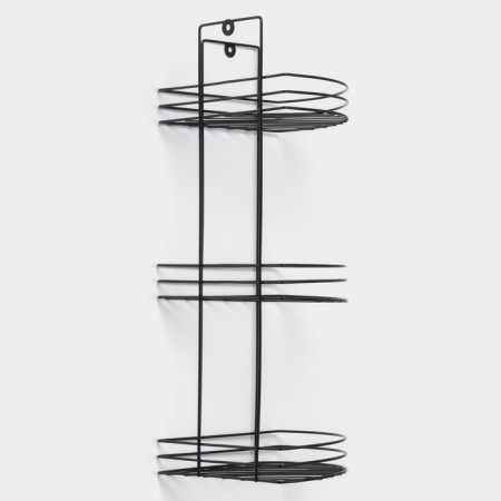The bathroom shelf is an angular 3-tier, 20 × 20 × 49 cm, black color-3