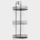 The bathroom shelf is an angular 3-tier, 20 × 20 × 49 cm, black color