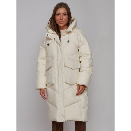 Coat insulated winter female, size 50, beige color-6