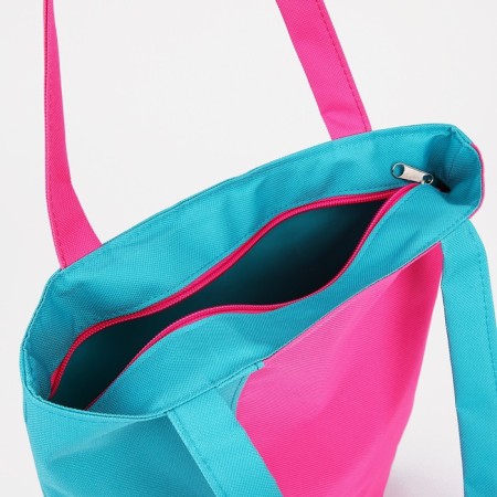 Textile bag with zipper, turquoise color/pink-2