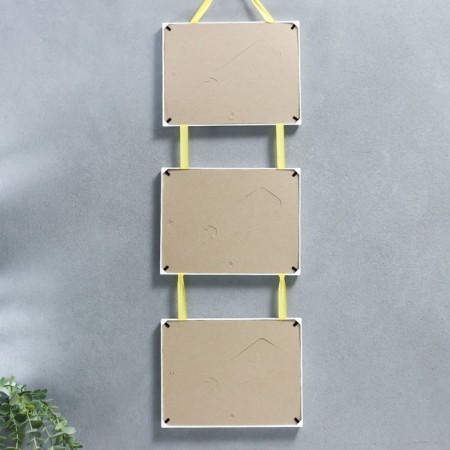 Triple photo frame on braid L-2 15x21 cm white (plastic screen)-2