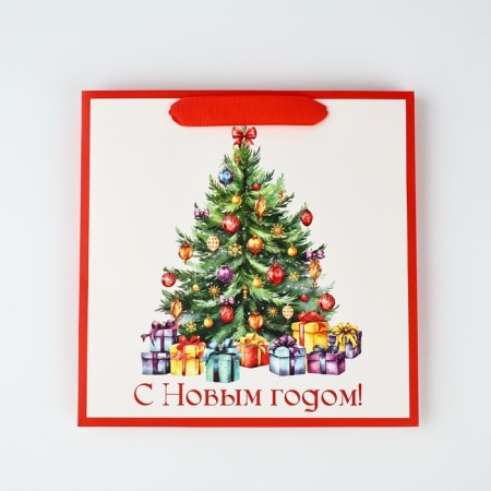 Gift New Year's laminated square “Happy New Year”, Christmas tree 22 x 22 x 11 cm, new year-3