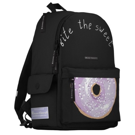 Youth backpack 40 x 30 x 17 cm, Bruno VisConti 12-003 + pencil case, Donut, black-1