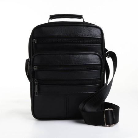 Male bag on lightning, long belt, black color-1