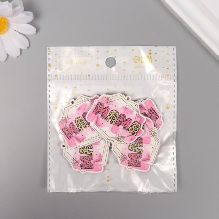 Decor for creativity wood "Geometric pattern - mother" set of 5 pcs 3.8x4.4x0.3 cm-3