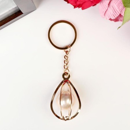 Metal keychain "Drop" rhinestones gold 10.6x2.8x2.8 cm