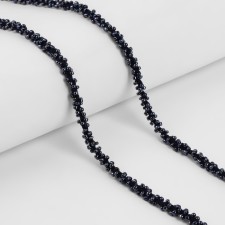 Decorative braid with beads, 6 mm, 2.7 ± 0.5 m, dark blue color