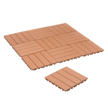 Garden tiles, paving, set - 10 pcs, plastic, brown, 30 x 30 x 2 cm-2