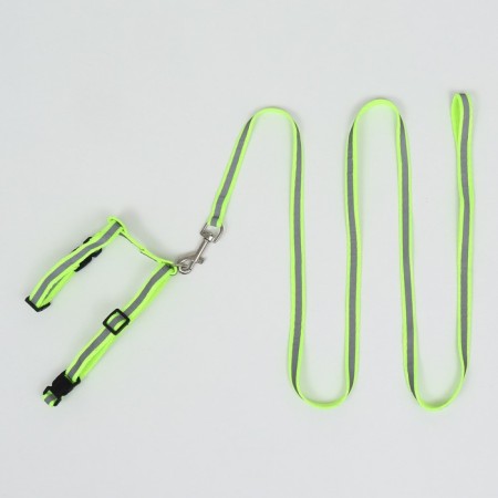 A set for cats is a reflective, width 1 cm, harness 21-35 cm, leash 120 cm, green-8