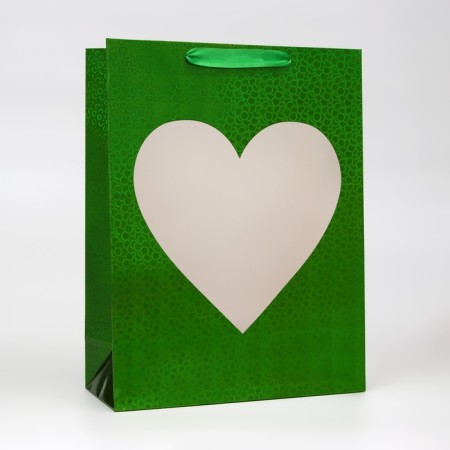 Packet Holography with the window "Heart", "Green", l 40 x 30 x 13 cm