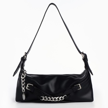 Women's bag with chains, 28*12*6 cm, black color-1