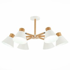 Ceiling EVOLUCE lamp. Sle103702-06. BUVE. 6x60 watts, E27, 73.5x73.5x37 cm, color light wood, white