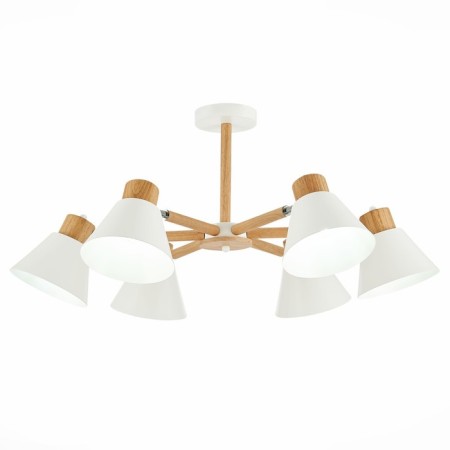 Ceiling EVOLUCE lamp. Sle103702-06. BUVE. 6x60 watts, E27, 73.5x73.5x37 cm, color light wood, white