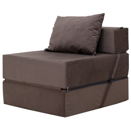 Handwheel chair-bed "Essen", velor fabric, brown color
