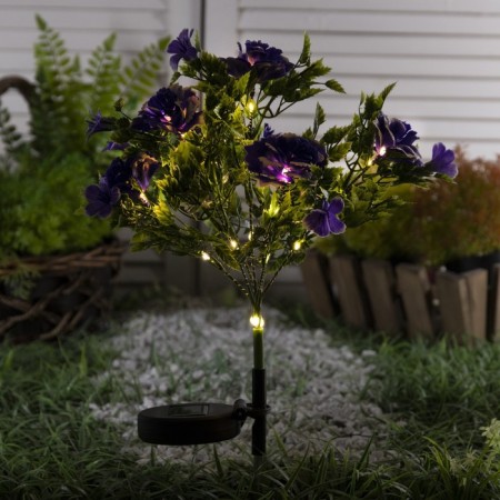Garden lamp on the solar battery "Bush rose", 62 cm, 28 LED, glow warm white