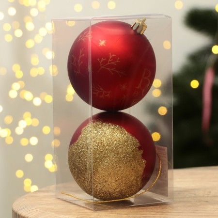 New Year's Christmas Balls “Miracles!”, For New Year, plastic, d = 8, 2 pcs., Color red gamut-3